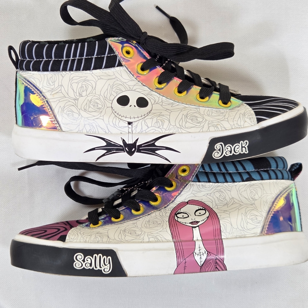 Disney Ground Up Nightmare Before Christmas Jack & Sally Hi-Top Shoe Size-6